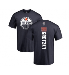 Edmonton Oilers #99 Wayne Gretzky Navy Blue Backer T-Shirt
