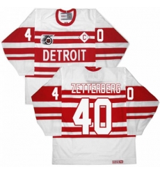 CCM Detroit Red Wings #40 Henrik Zetterberg Premier White 75TH Throwback NHL Jersey