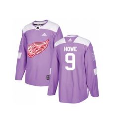Detroit Red Wings #9 Gordie Howe Purple Authentic Fights Cancer Stitched NHL Jersey