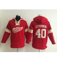 Detroit Red Wings #40 Henrik Zetterberg Red-Cream Pullover Hooded