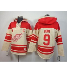 Detroit Red Wings #9 Gordie Howe Red-Cream Pullover Hooded