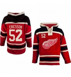Old Time Hockey Detroit Red Wings #52 Jonathan Ericsson Premier Red Sawyer Hooded Sweatshirt NHL Jersey