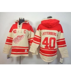 detroit red wings #40 Henrik Zetterberg Red-Cream Pullover Hooded