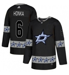 Dallas Stars #6 Julius Honka Authentic Black Team Logo Fashion NHL Jersey
