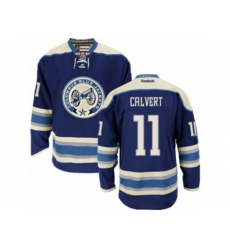 Columbus Blue Jackets #11 Matt Calvert Authentic Navy Blue Third NHL Jersey