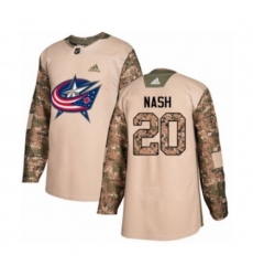 Columbus Blue Jackets #20 Riley Nash Authentic Camo Veterans Day Practice NHL Jersey