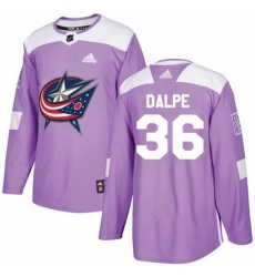 Columbus Blue Jackets #36 Zac Dalpe Authentic Purple Fights Cancer Practice NHL Jersey