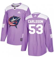 Columbus Blue Jackets #53 Gabriel Carlsson Authentic Purple Fights Cancer Practice NHL Jersey