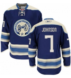 Columbus Blue Jackets #7 Jack Johnson Premier Navy Blue Third NHL Jersey