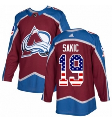 Colorado Avalanche #19 Joe Sakic Authentic Burgundy Red USA Flag Fashion NHL Jersey