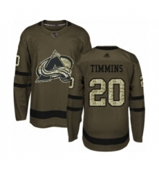 Colorado Avalanche #20 Conor Timmins Authentic Green Salute to Service Hockey Jersey