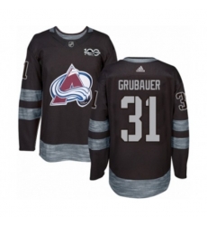 Colorado Avalanche #31 Philipp Grubauer Authentic Black 1917-2017 100th Anniversary NHL Jersey