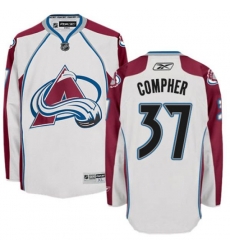 Colorado Avalanche #37 J.T. Compher Authentic White Away NHL Jersey