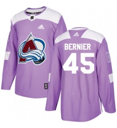 Colorado Avalanche #45 Jonathan Bernier Authentic Purple Fights Cancer Practice NHL Jersey