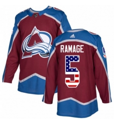 Colorado Avalanche #5 Rob Ramage Authentic Burgundy Red USA Flag Fashion NHL Jersey