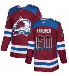 Colorado Avalanche #60 Justus Annunen Authentic Burgundy Drift Fashion NHL Jersey