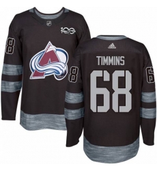 Colorado Avalanche #68 Conor Timmins Authentic Black 1917-2017 100th Anniversary NHL Jersey