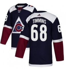 Colorado Avalanche #68 Conor Timmins Authentic Navy Blue Alternate NHL Jersey