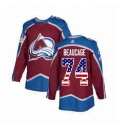 Colorado Avalanche #74 Alex Beaucage Authentic Burgundy Red USA Flag Fashion Hockey Jersey