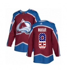 Colorado Avalanche #8 Cale Makar Authentic Burgundy Red USA Flag Fashion Hockey Jersey
