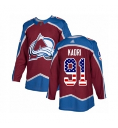 Colorado Avalanche #91 Nazem Kadri Authentic Burgundy Red USA Flag Fashion Hockey Jersey