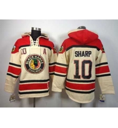 Chicago Blackhawks #10 Patrick Sharp Cream-Red pullover hooded