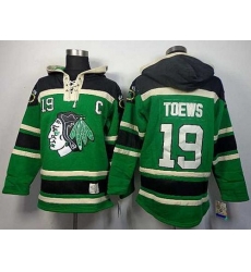 Chicago Blackhawks #19 Jonathan Toews Green pullover hooded