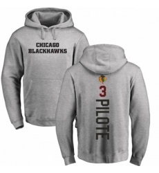 Chicago Blackhawks #3 Pierre Pilote Ash Backer Pullover Hoodie