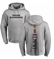 Chicago Blackhawks #6 Michal Kempny Ash Backer Pullover Hoodie