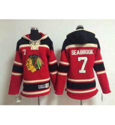 Chicago Blackhawks #7 Brent Seabrook RedSawyer Hooded Sweatshirt Stitched NHL Jersey