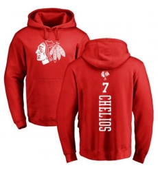 Chicago Blackhawks #7 Chris Chelios Red One Color Backer Pullover Hoodie