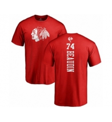 Chicago Blackhawks #74 Nicolas Beaudin Red One Color Backer T-Shirt