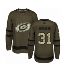 Carolina Hurricanes #31 Anton Forsberg Authentic Green Salute to Service Hockey Jersey