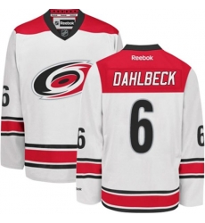 Carolina Hurricanes #6 Klas Dahlbeck Authentic White Away NHL Jersey