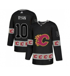Calgary Flames #10 Derek Ryan Authentic Black Team Logo Fashion Hockey Jersey