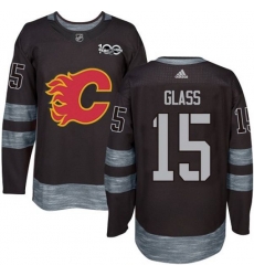 Calgary Flames #15 Tanner Glass Authentic Black 1917-2017 100th Anniversary NHL Jersey