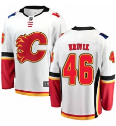 Calgary Flames #46 Marek Hrivik Fanatics Branded White Away Breakaway NHL Jersey