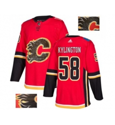 Calgary Flames #58 Oliver Kylington Authentic Red Fashion Gold Hockey Jersey