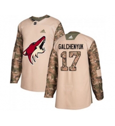 Arizona Coyotes #17 Alex Galchenyuk Authentic Camo Veterans Day Practice Hockey Jersey