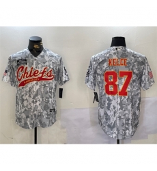 Kansas City Chiefs #87 Travis Kelce 2024 Arctic Camo Salute To Service Stitched Baseball Jersey