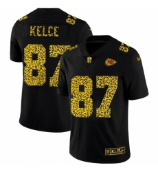 Kansas City Chiefs #87 Travis Kelce Nike Leopard Print Fashion Vapor Limited NFL Jersey Black