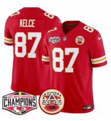 Kansas City Chiefs #87 Travis Kelce Red F.U.S.E. 2024 AFC West Division Champions Vapor Limited Stitched Football Jersey