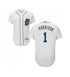 Detroit Tigers #1 Josh Harrison White Home Flex Base Authentic Collection Baseball Jersey