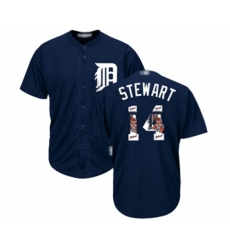 Detroit Tigers #14 Christin Stewart Authentic Navy Blue Team Logo Fashion Cool Base Baseball Jersey