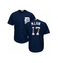 Detroit Tigers #17 Denny McLain Authentic Navy Blue Team Logo Fashion Cool Base MLB Jersey