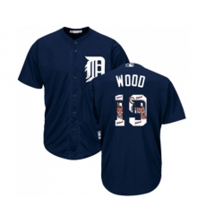 Detroit Tigers #19 Travis Wood Authentic Navy Blue Team Logo Fashion Cool Base Baseball Jersey