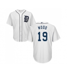 Detroit Tigers #19 Travis Wood Replica White Home Cool Base Baseball Jersey