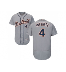 Detroit Tigers #4 Omar Infante Grey Flexbase Authentic Collection Stitched MLB Jersey