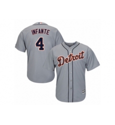 Detroit Tigers #4 Omar Infante Replica Grey Road Cool Base MLB Jersey