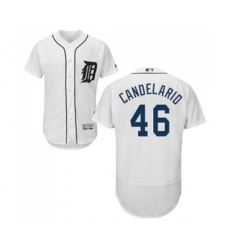 Detroit Tigers #46 Jeimer Candelario White Home Flex Base Authentic Collection Baseball Jersey